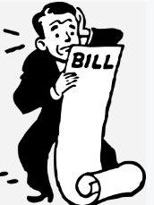 Image of man looking shocked holding a long, scrolling bill.